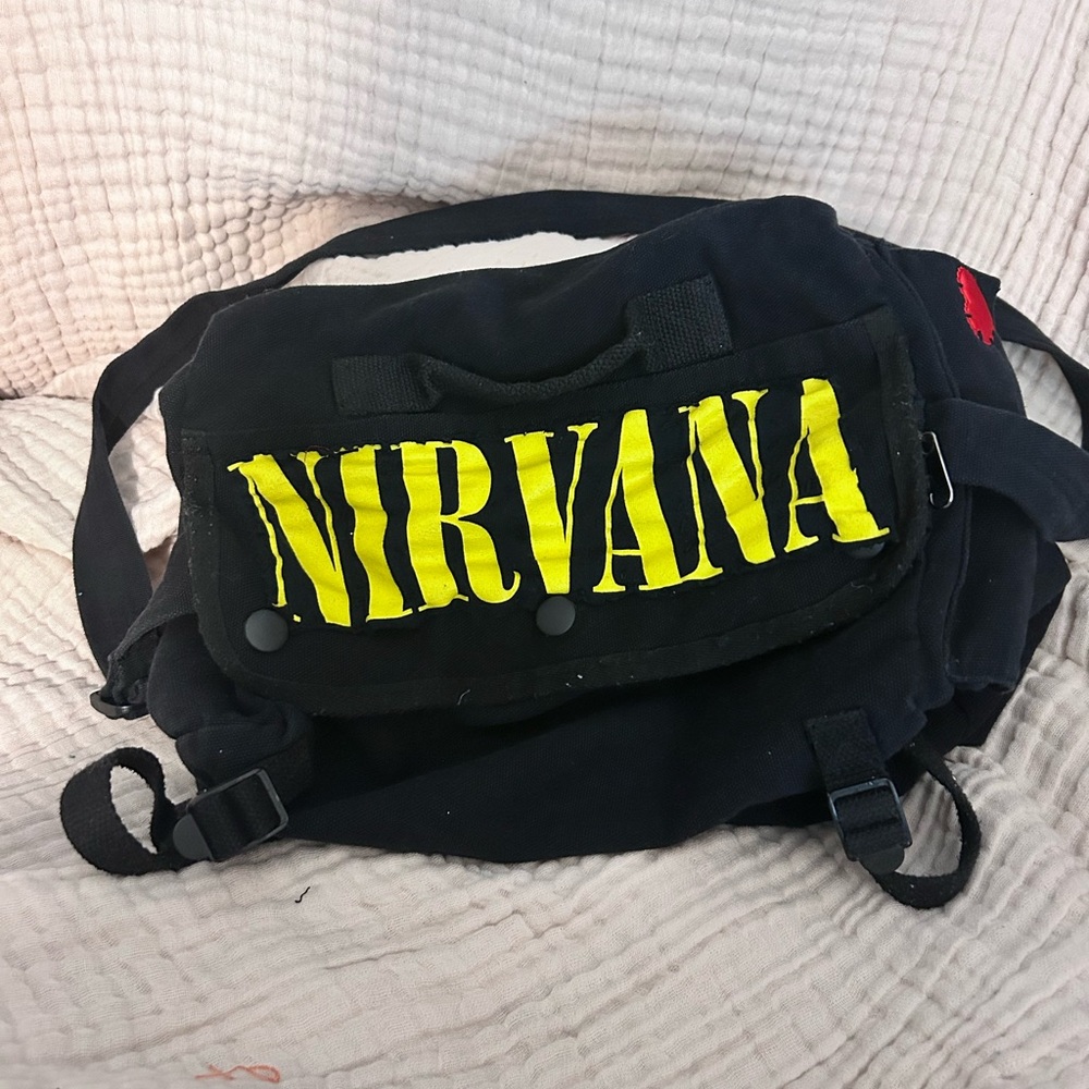 Black Military like cargo messenger bag with patches